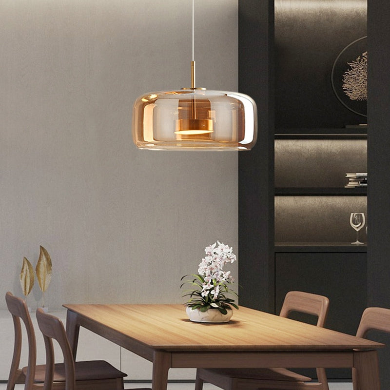 Modern Glass Pendant Light Gold Metal and Clear Dome Design - Product detail 11
