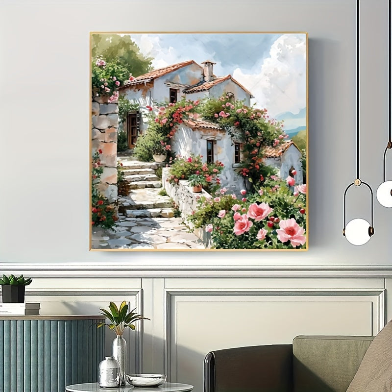 Mediterranean Landscape Canvas  Pink Rose Garden Path - Product detail 4