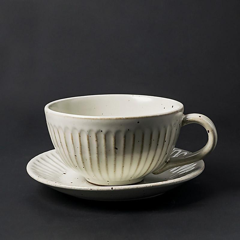Artisan Stoneware Tea Set  Ribbed Pattern With Speckled Glaze - Product detail 5
