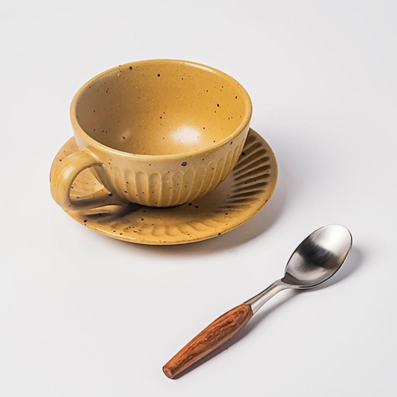 Artisan Stoneware Tea Set  Ribbed Pattern With Speckled Glaze - Product detail 6
