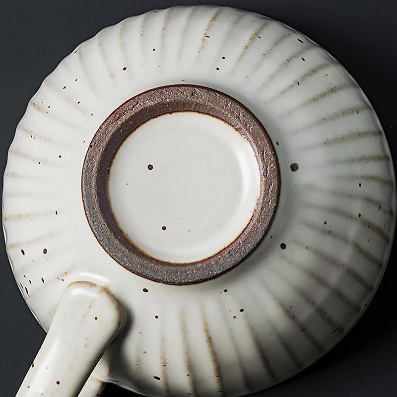Artisan Stoneware Tea Set  Ribbed Pattern With Speckled Glaze - Product detail 7
