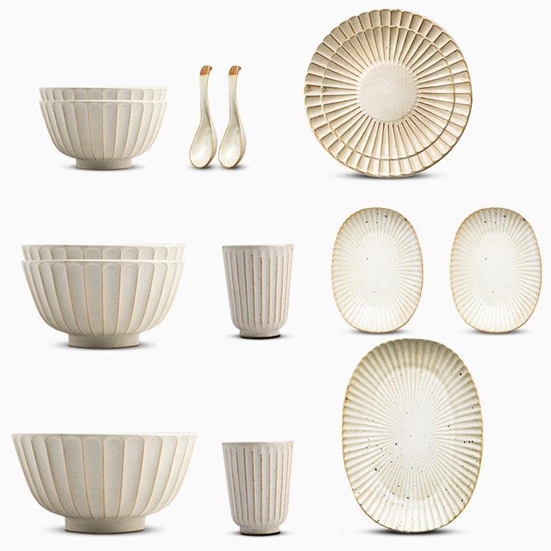 Stoneware Dinner Set  Fluted Design with Complete Place Settings - Product detail 5