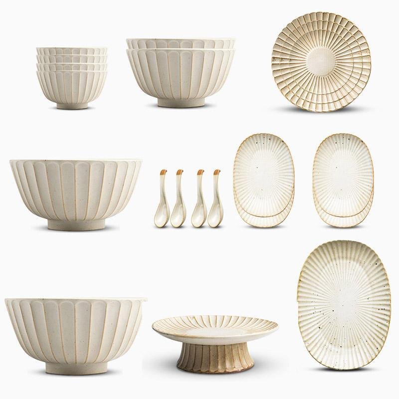 Stoneware Dinner Set  Fluted Design with Complete Place Settings - Product detail 6