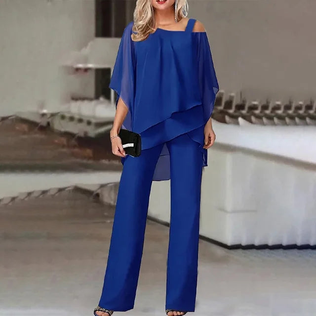 Elegant Two-Piece Outfit Off-Shoulder Chiffon Ensemble - Product detail 5