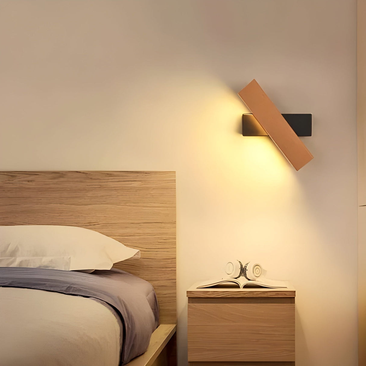Modern LED Wall Light Adjustable Wooden Beam Design - Product example