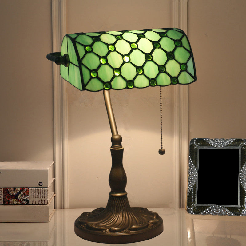 Tiffany Table Lamp Green Glass Half Cylinder Shade - Product detail 7