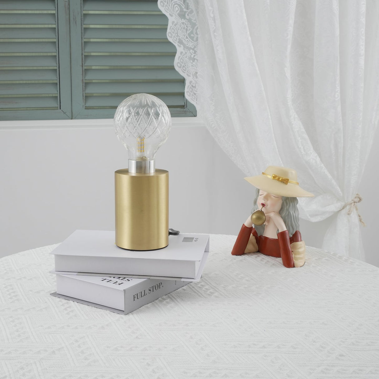 Crystal Table Lamp Brass Base with Cut Glass Shade - Product example