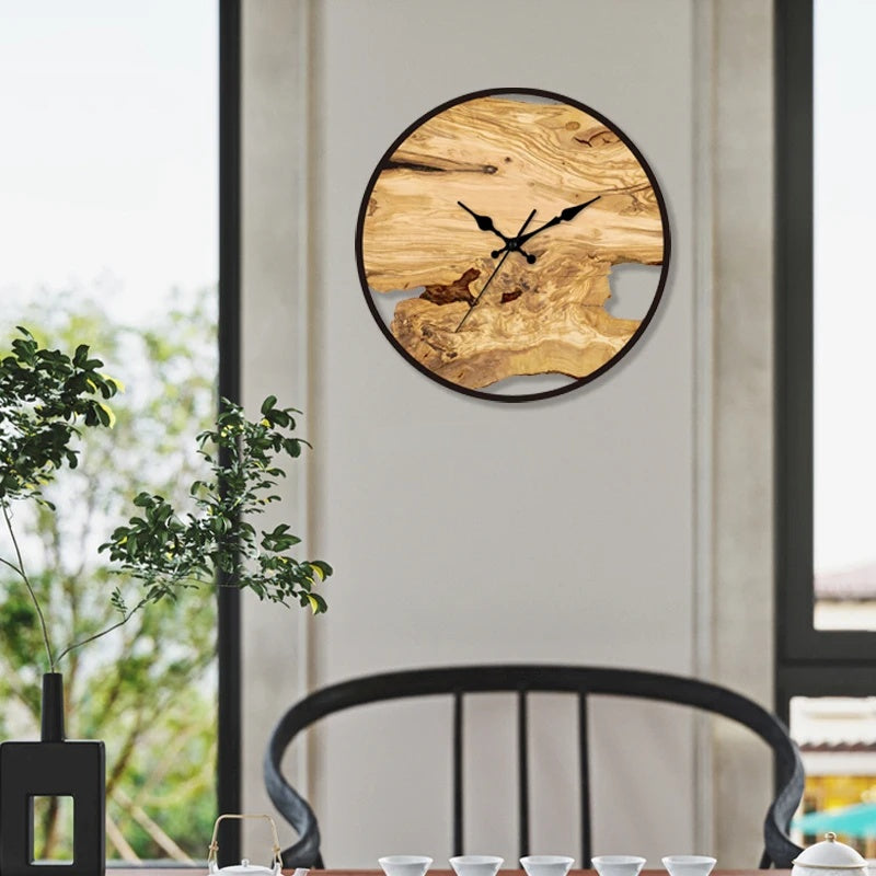 Rustic Wood Wall Clock Natural Live Edge Design - Detailed view