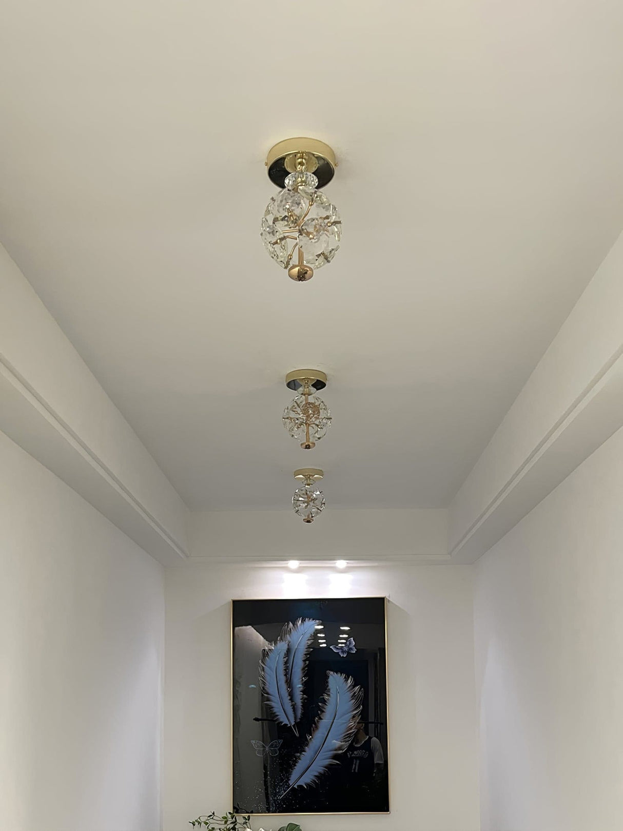 Crystal Sphere Ceiling Light Gold Frame Glass Globe Design - Product detail 4