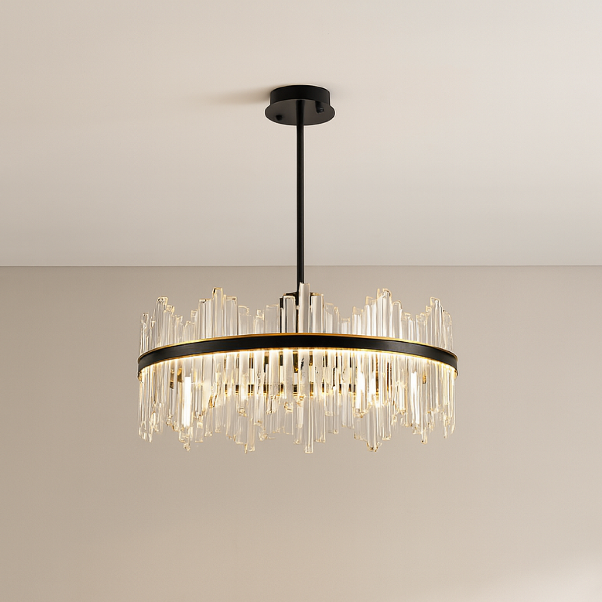 Modern Crystal Chandelier Black Frame With Glass Prisms - Product detail 6