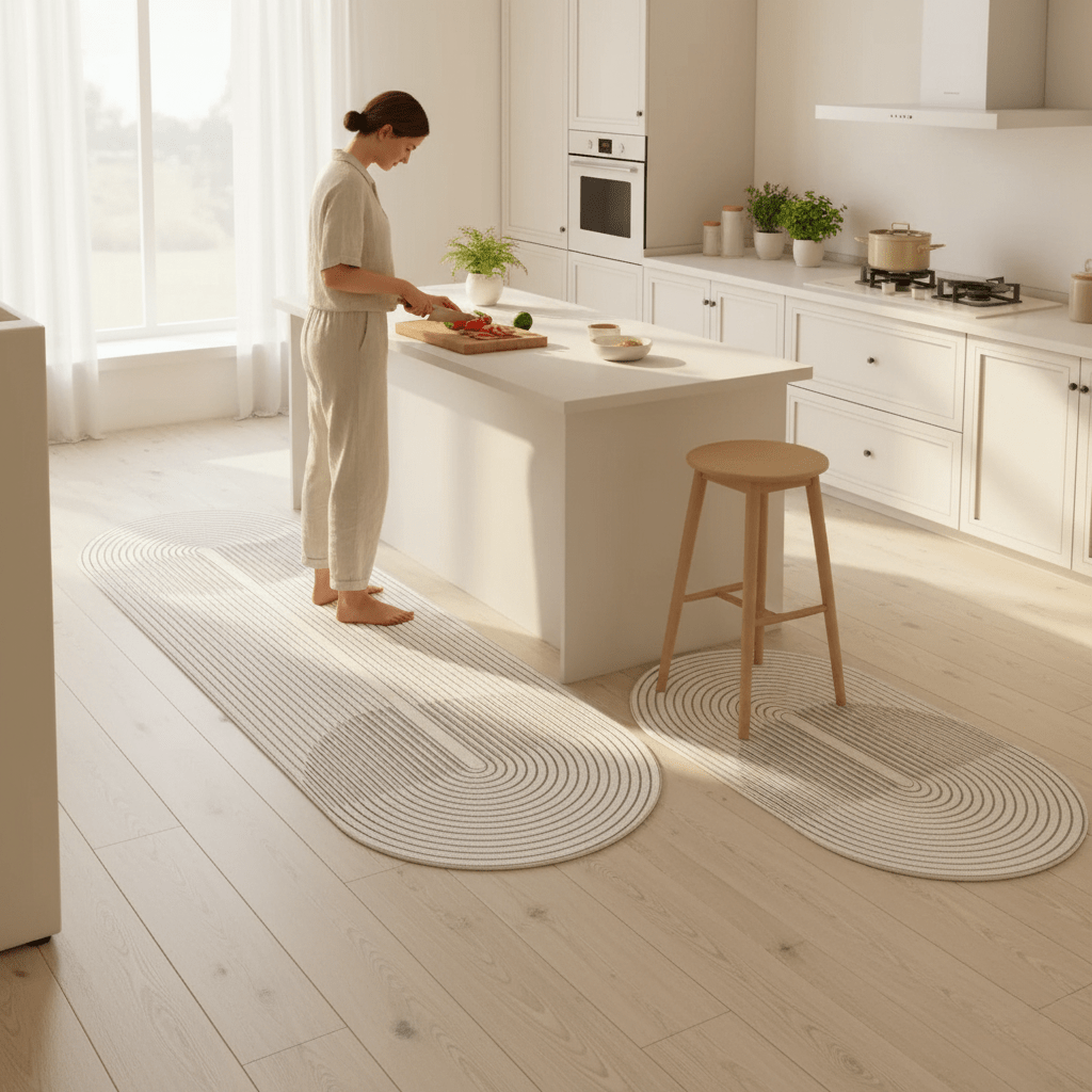 Striped Kitchen Mat Anti-Fatigue Ergonomic Design - Detailed view