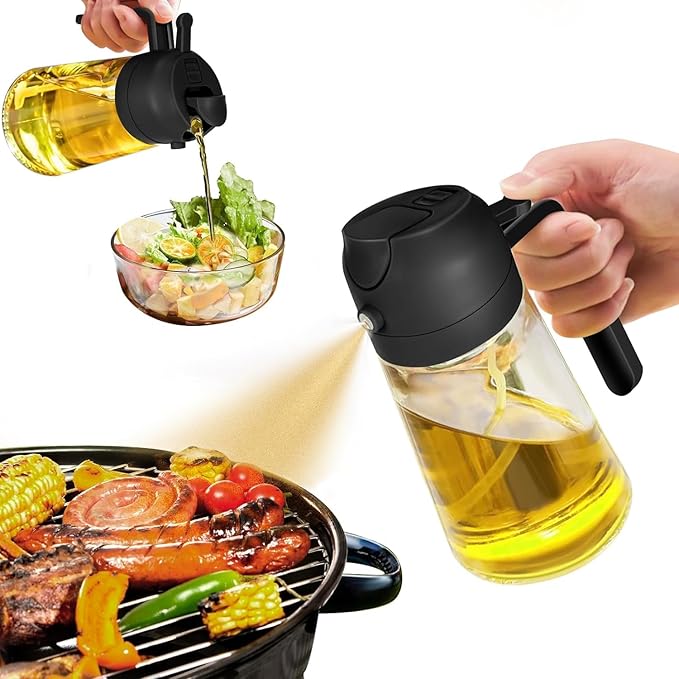 Glass Oil Spray Bottle 500ml 2-in-1 Cooking Dispenser - Product detail 6