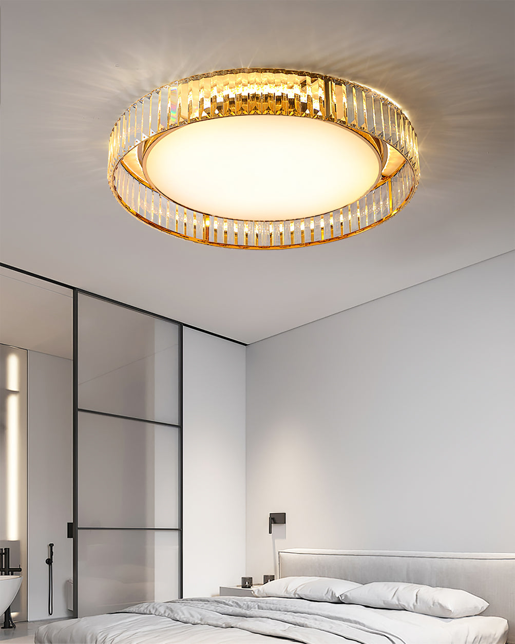 Modern Crystal Ceiling Light Circular Glass Frame Design - Product detail 6