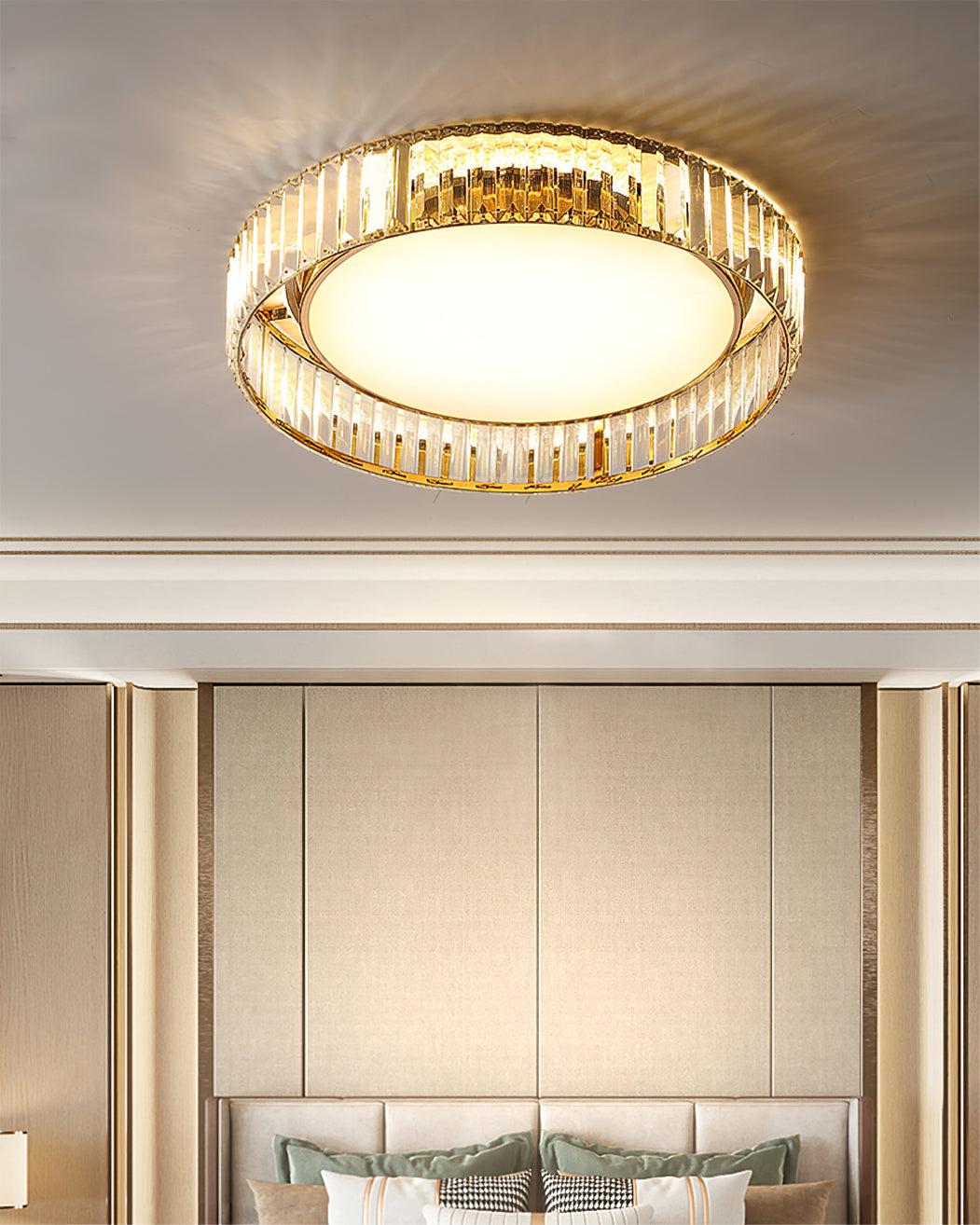 Modern Crystal Ceiling Light Circular Glass Frame Design - Product example