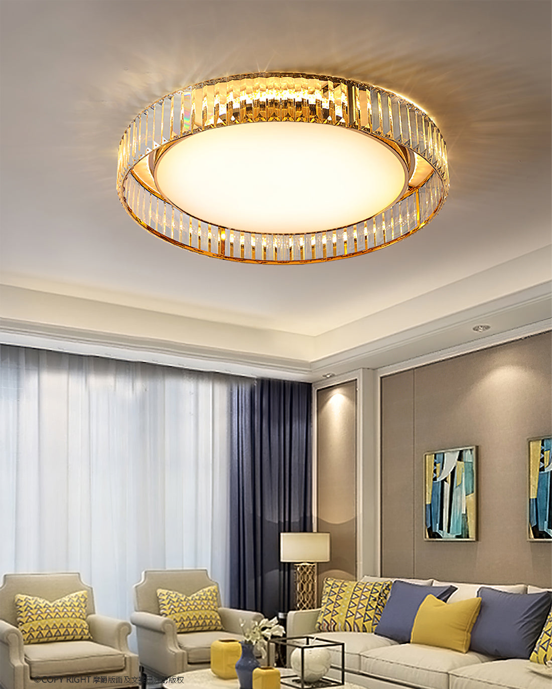 Modern Crystal Ceiling Light Circular Glass Frame Design - Product detail 7