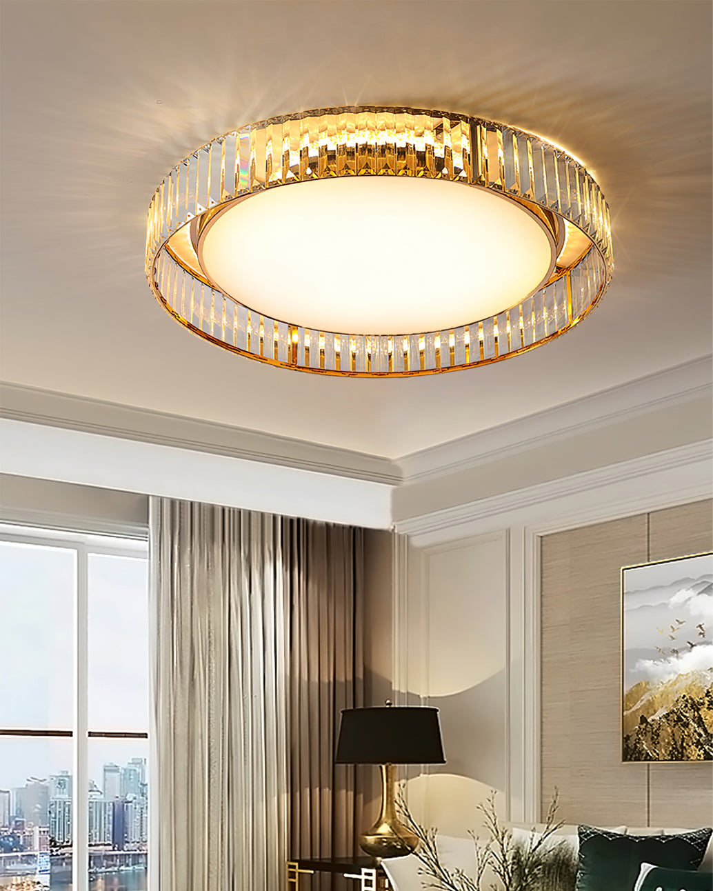 Modern Crystal Ceiling Light Circular Glass Frame Design - Product detail 8