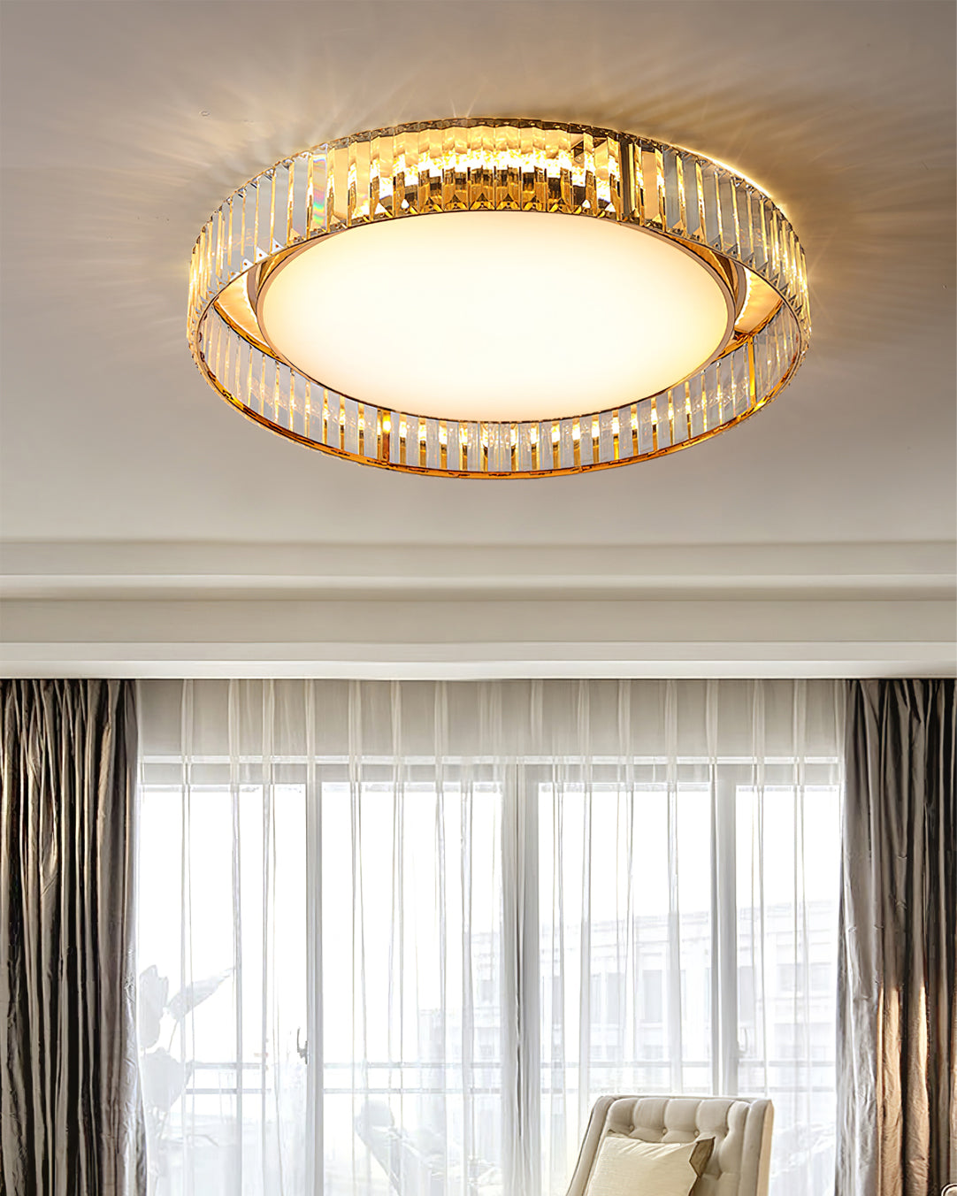 Modern Crystal Ceiling Light Circular Glass Frame Design - Product detail 9