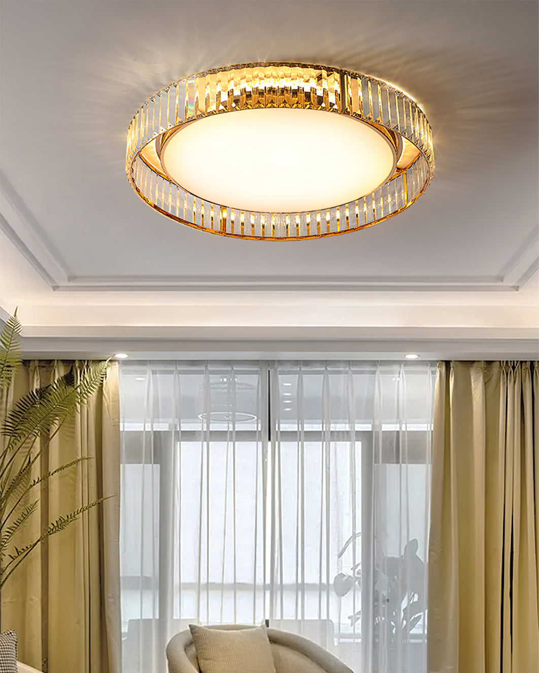 Modern Crystal Ceiling Light Circular Glass Frame Design - Product detail 10