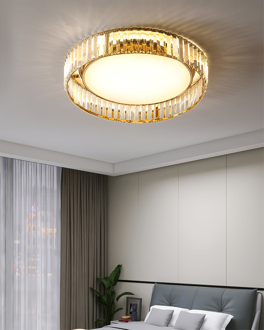 Modern Crystal Ceiling Light Circular Glass Frame Design - Product detail 12