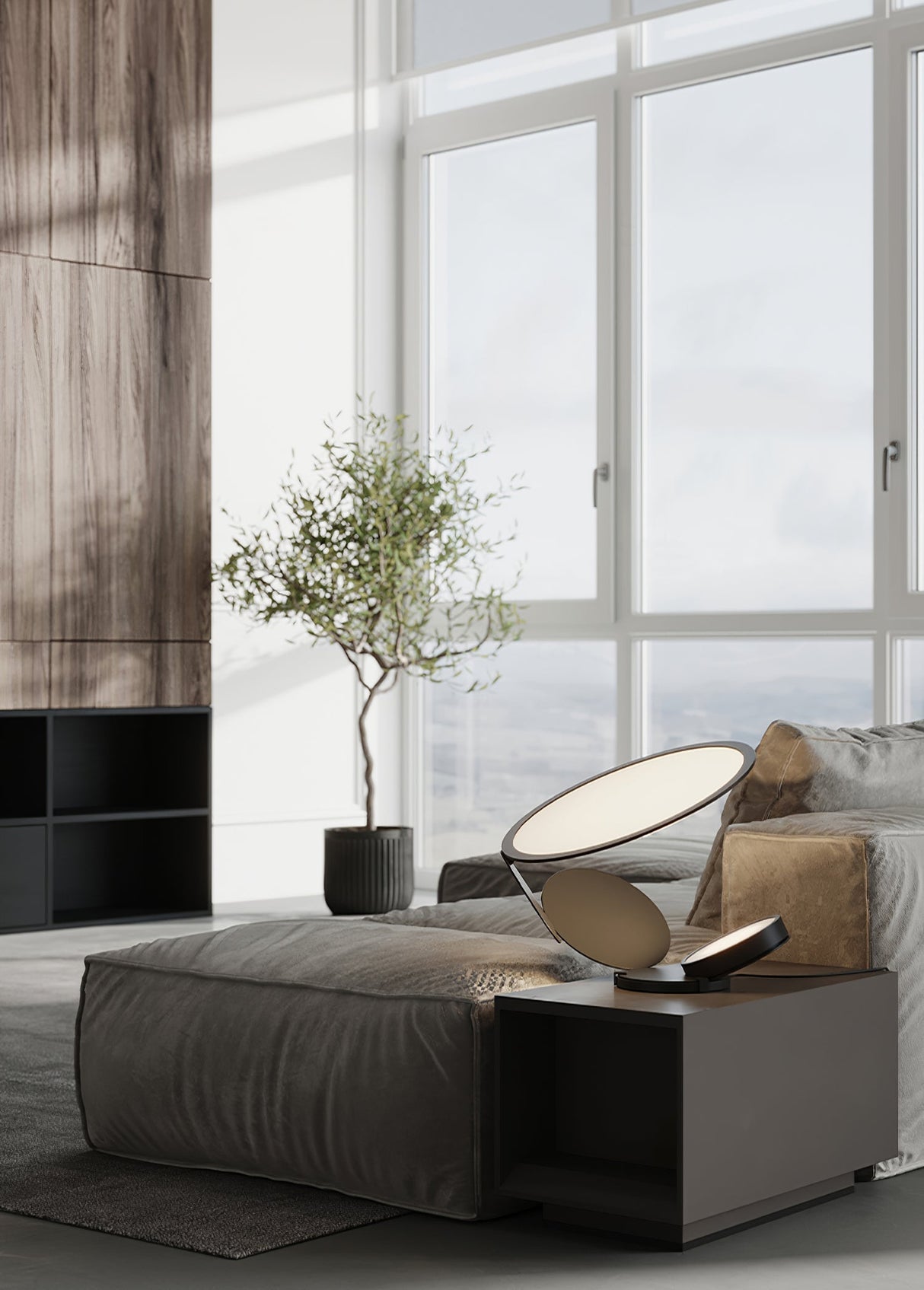 Modern Table Lamp Curved Metal Design With Dual Light Rings - Product detail 17