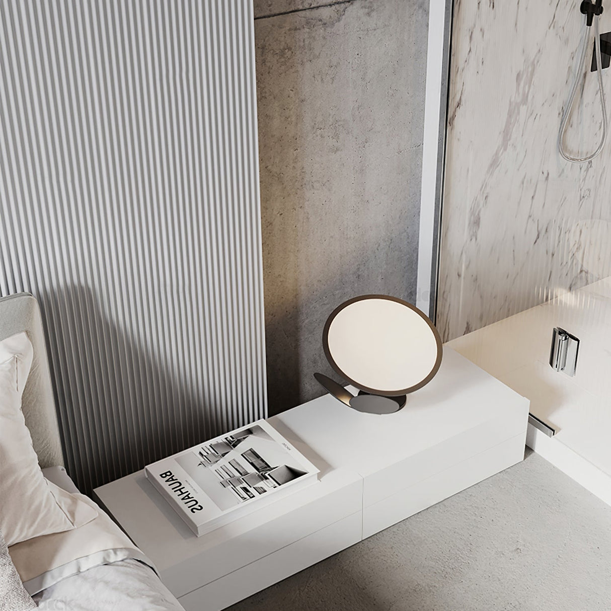 Modern Table Lamp Curved Metal Design With Dual Light Rings - Product detail 8