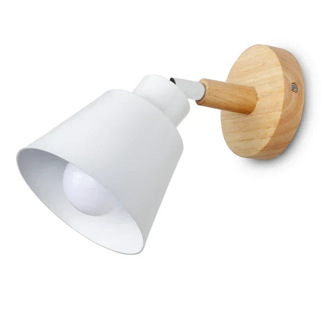 Scandinavian Wall Light  White Metal Wood Accent - Product detail 5