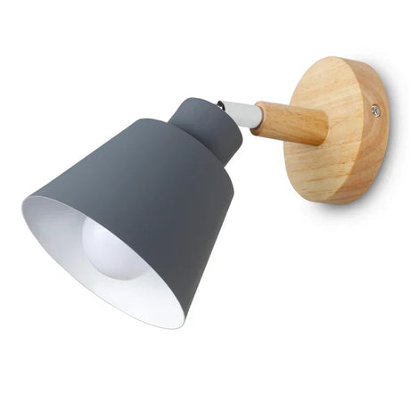 Scandinavian Wall Light  White Metal Wood Accent - Product example