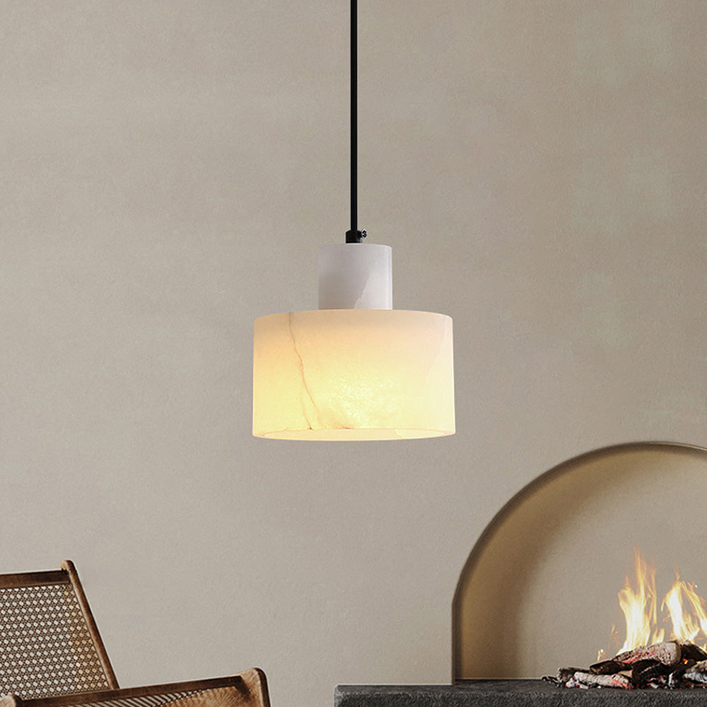 Modern Pendant Light White Marble Shade Design - Product showcase