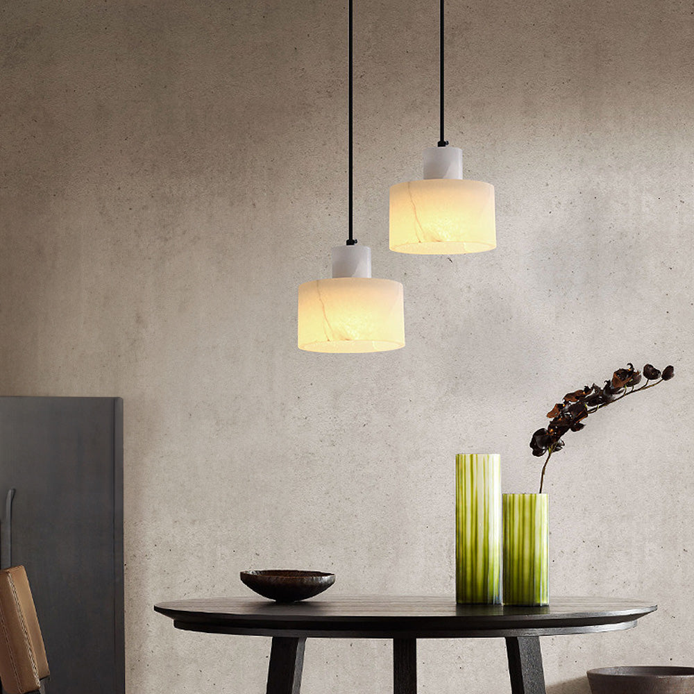 Modern Pendant Light White Marble Shade Design - Detailed view