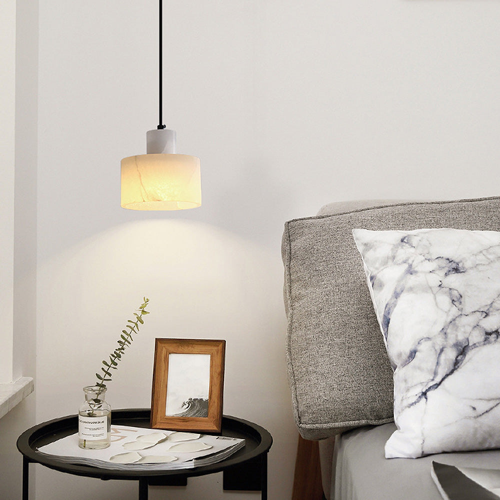 Modern Pendant Light White Marble Shade Design - Product example
