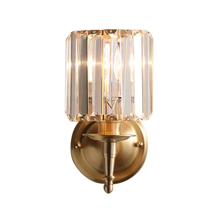 Crystal Wall Sconce Brass Frame With Prismatic Glass - Product showcase