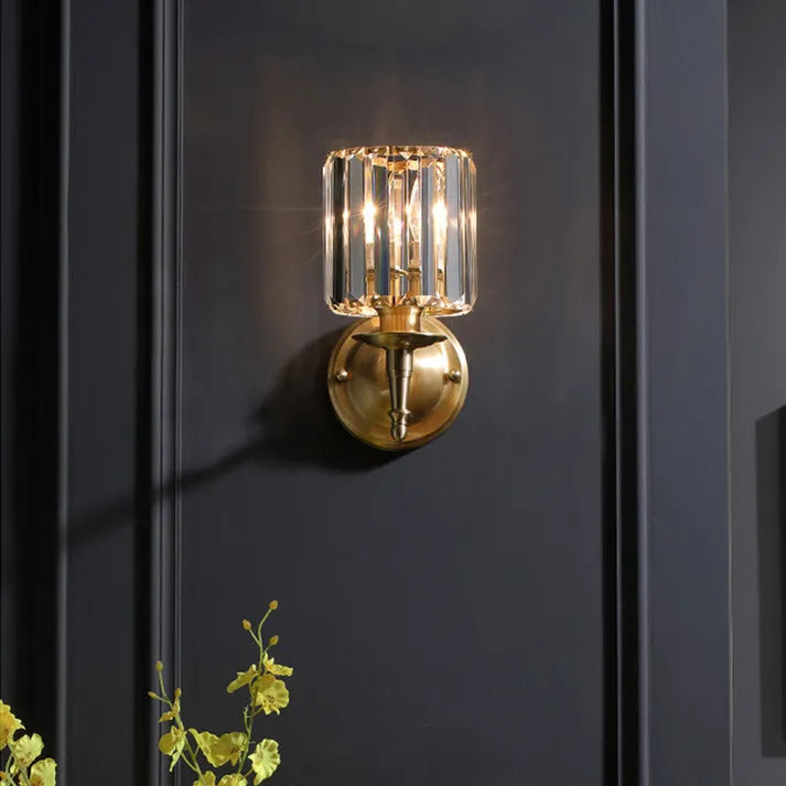 Crystal Wall Sconce Brass Frame With Prismatic Glass - Detailed view