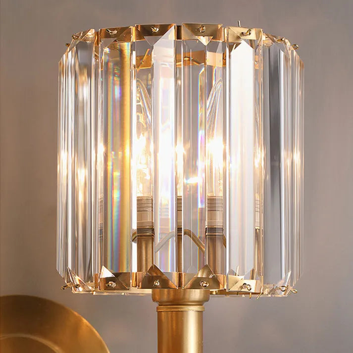 Crystal Wall Sconce Brass Frame With Prismatic Glass - Product detail 7