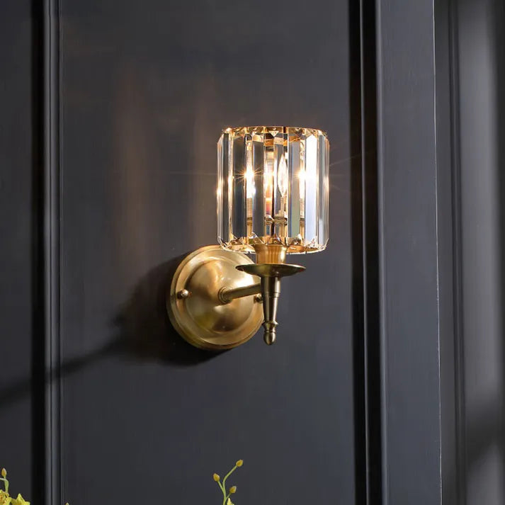 Crystal Wall Sconce Brass Frame With Prismatic Glass - Product detail 5