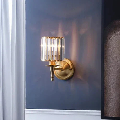 Crystal Wall Sconce Brass Frame With Prismatic Glass - Product detail 4