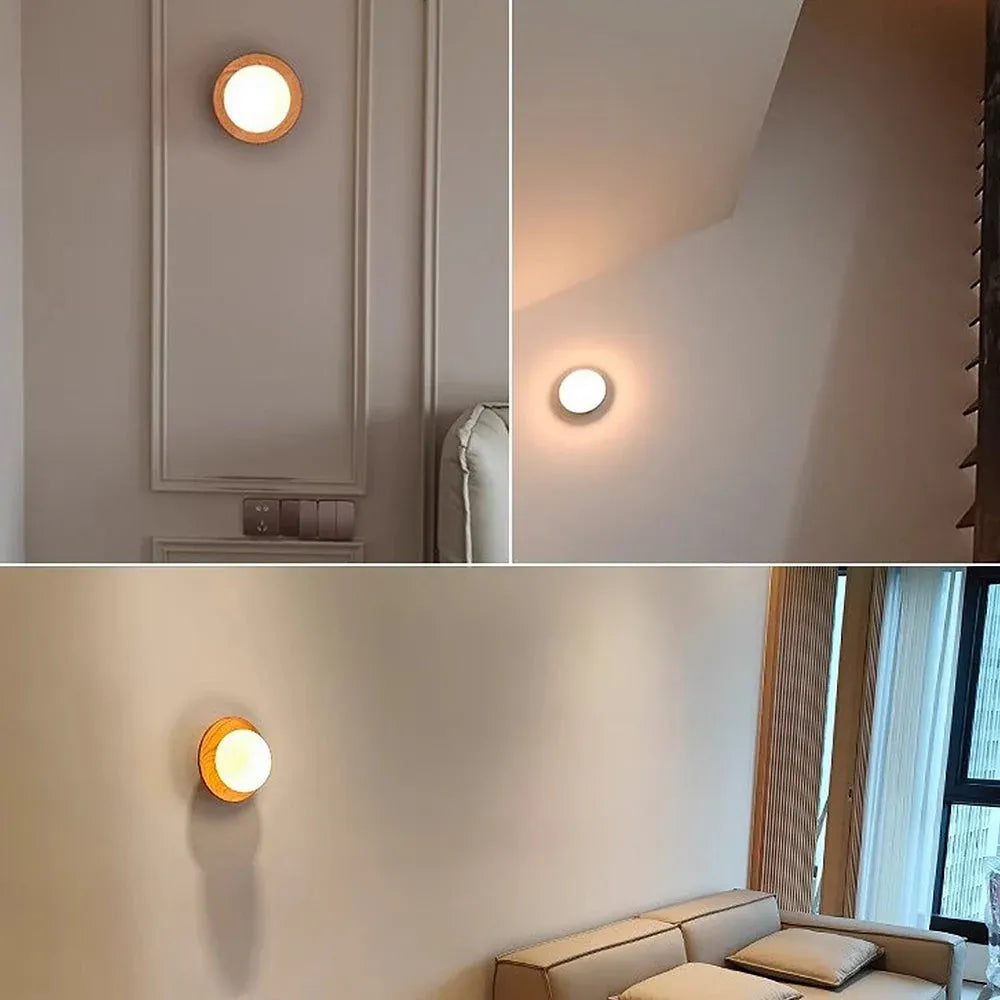 Modern Wall Light Walnut Wood Base with Glass Globe - Product detail 5