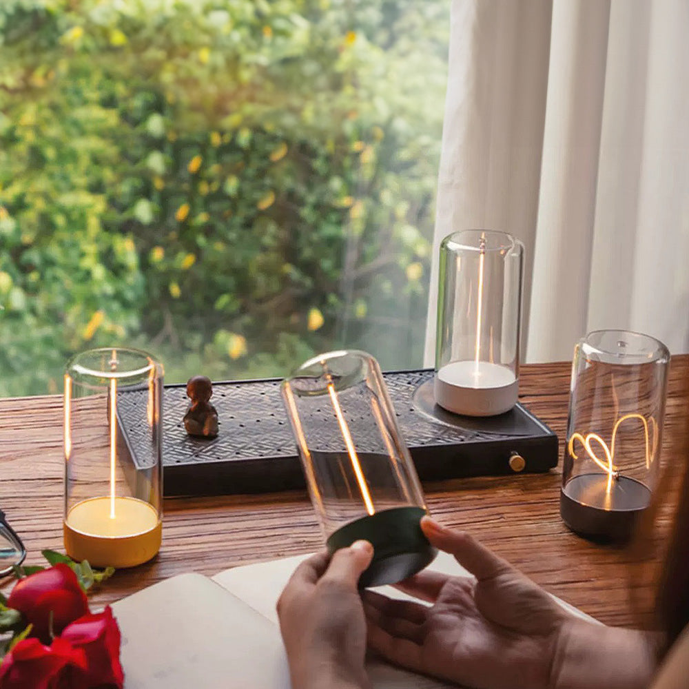 Modern LED Table Lamp Glass Cylinder Light Display - Product example