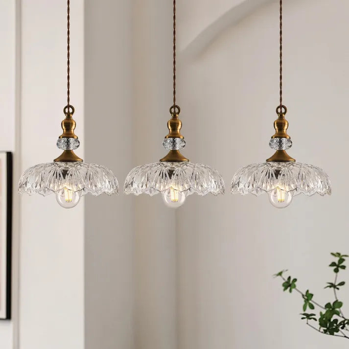 Crystal Glass Pendant Light Vintage Fluted Shade Design - Product detail 5