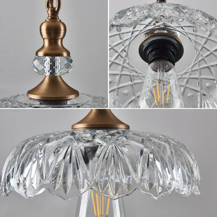 Crystal Glass Pendant Light Vintage Fluted Shade Design - Product detail 11