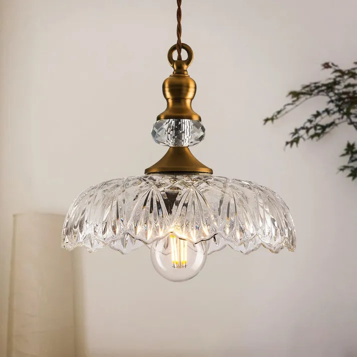 Crystal Glass Pendant Light Vintage Fluted Shade Design - Product detail 12