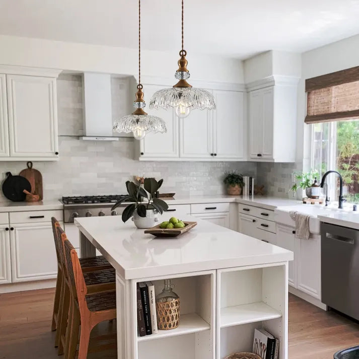 Crystal Glass Pendant Light Vintage Fluted Shade Design - Product detail 8