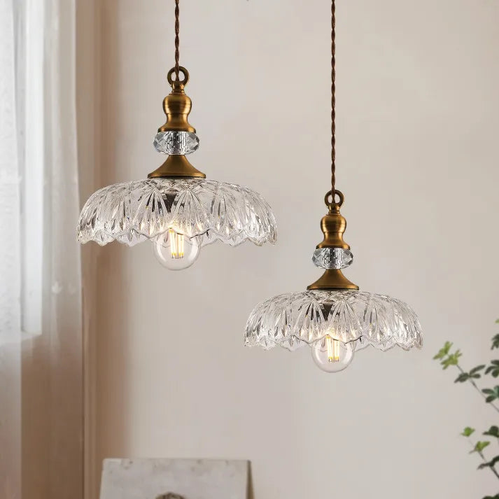 Crystal Glass Pendant Light Vintage Fluted Shade Design - Product detail 4