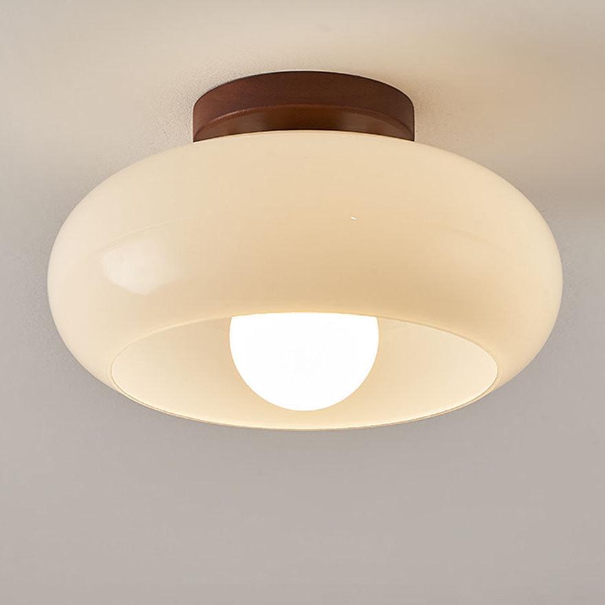 Vintage Ceiling Light Wood and Glass Dome Design - Product detail 4
