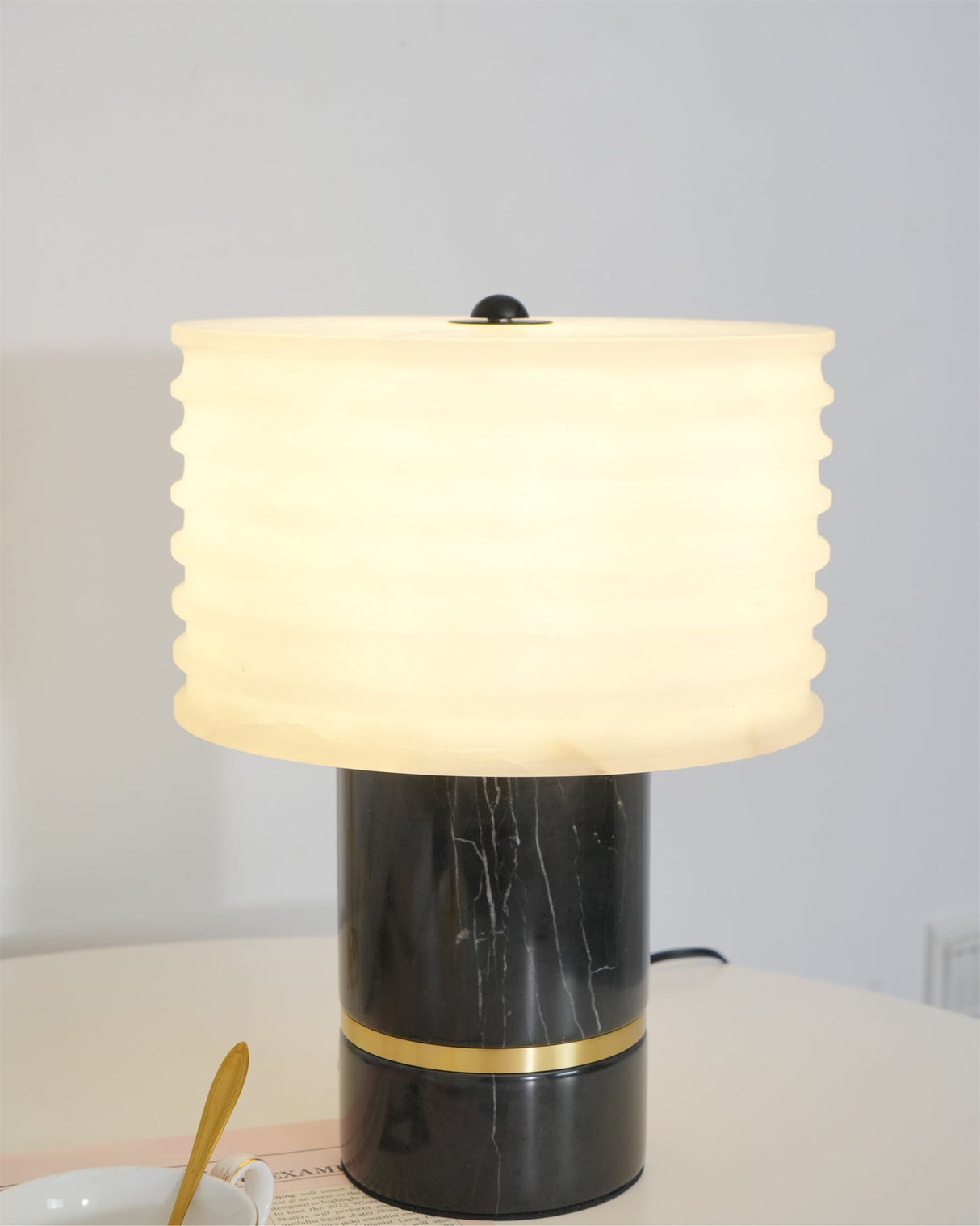 Modern Marble Table Lamp Black Base Gold Accent - Product detail 6