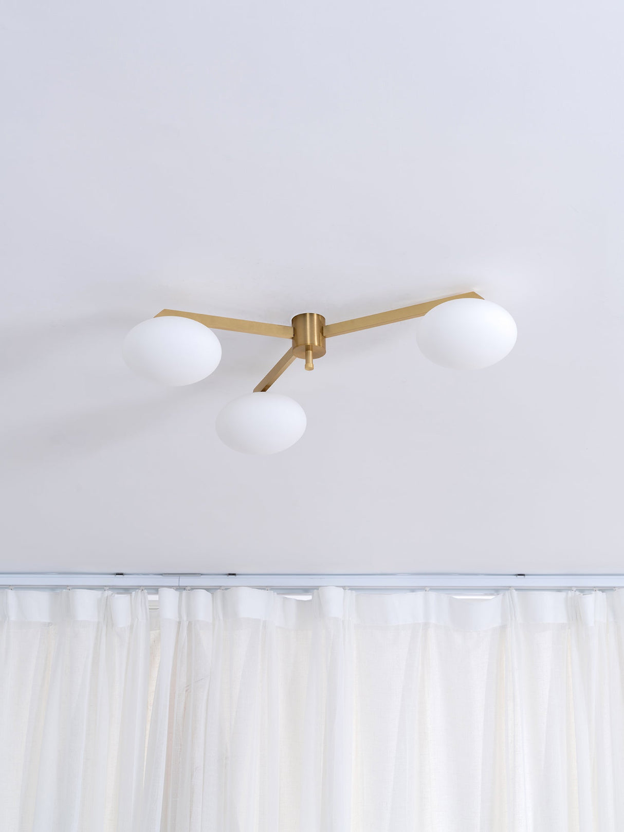 Modern Ceiling Light Brass Arms White Glass Shades - Product detail 11