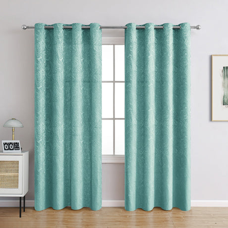 Textured Blackout Curtains  Embossed Swirl Pattern Grey - Product detail 20