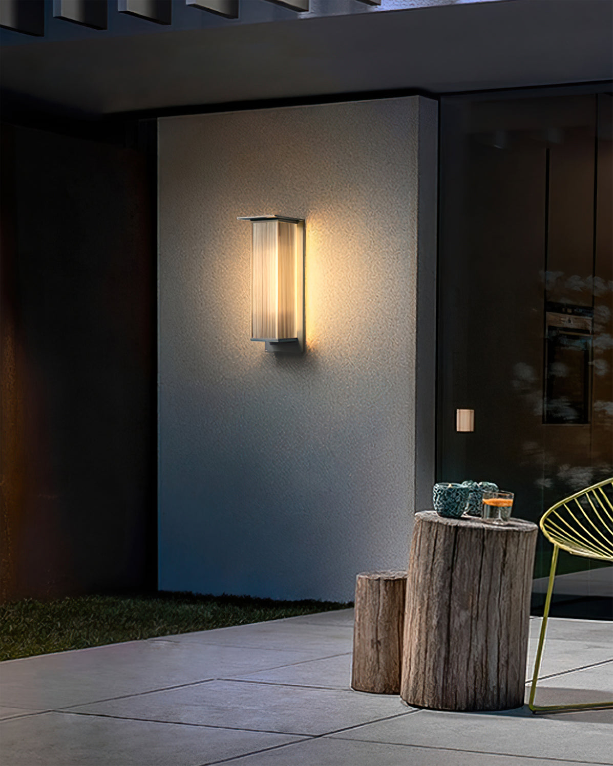 Modern LED Wall Light Ribbed Glass Outdoor Sconce - Product detail 12
