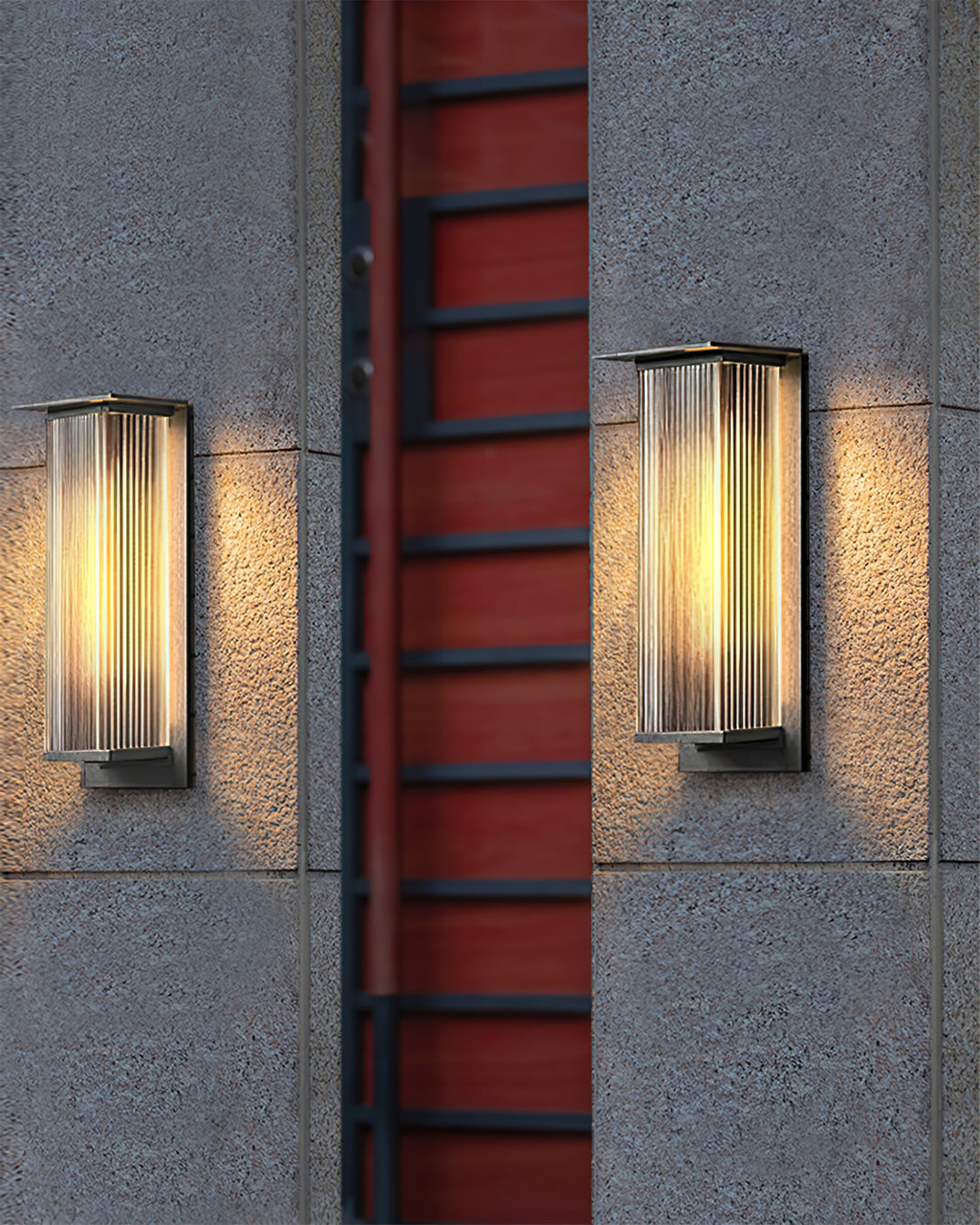 Modern LED Wall Light Ribbed Glass Outdoor Sconce - Product detail 13