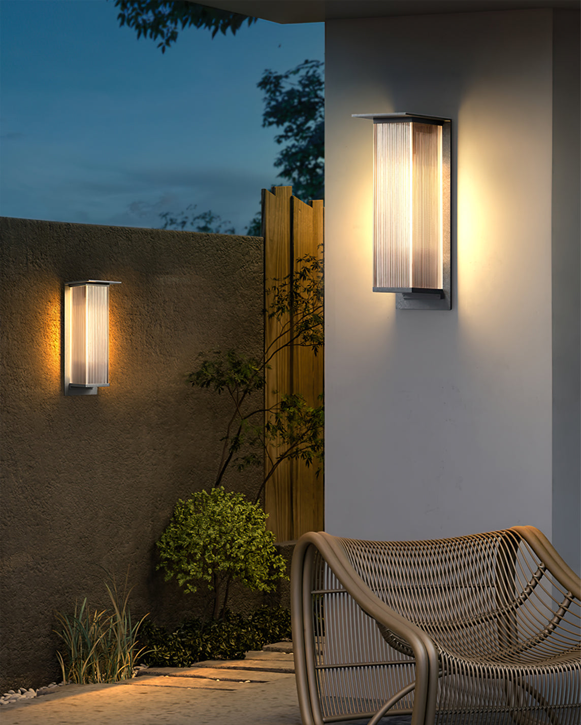 Modern LED Wall Light Ribbed Glass Outdoor Sconce - Product detail 4