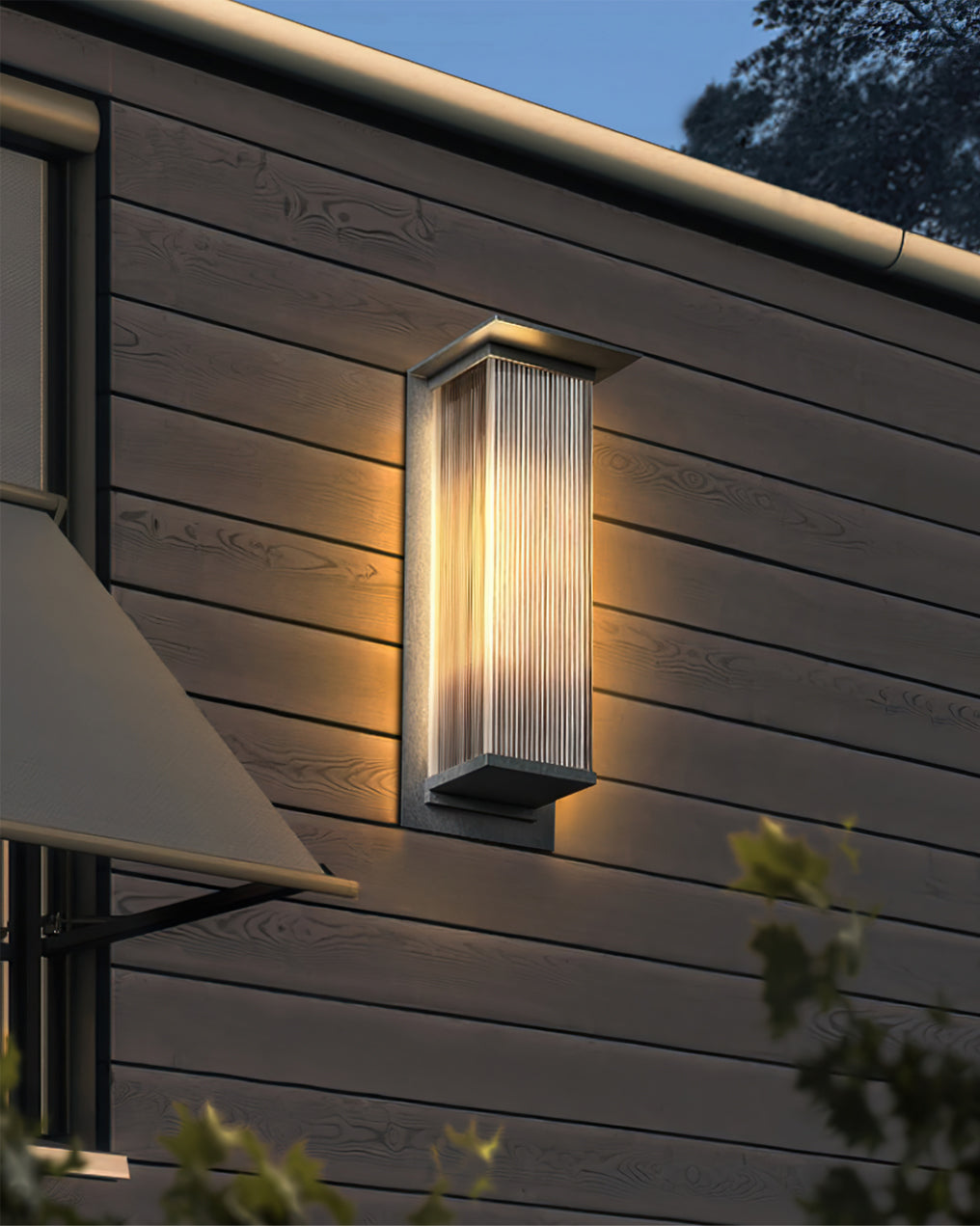 Modern LED Wall Light Ribbed Glass Outdoor Sconce - Product detail 9